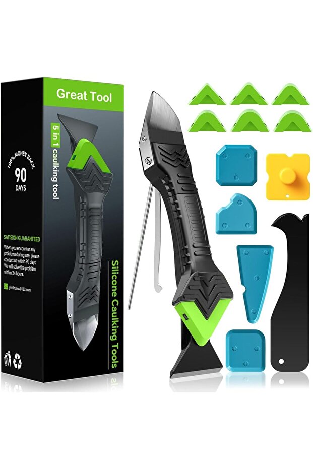 green 5 in 1 13 pcs Silicone Remover Sealant Smooth Scraper Caulk Finisher Grout Kit Tools Floor Mou