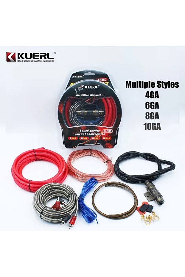 4GA 10/8/6/4 GA Car Amplifier Wiring Kit Car Amplifier Cable Set 60Amp Fuse Holder Set Subwoofer Mod