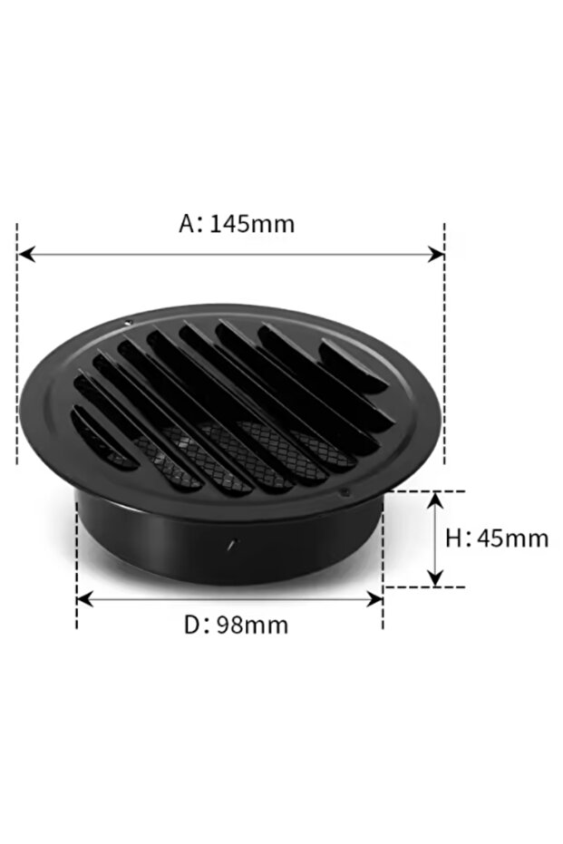 Black 100mm 1PCS Stainless Steel Hood Flat-Head Exterior Wall Ventilation Exhaust Outlet for Kitchen