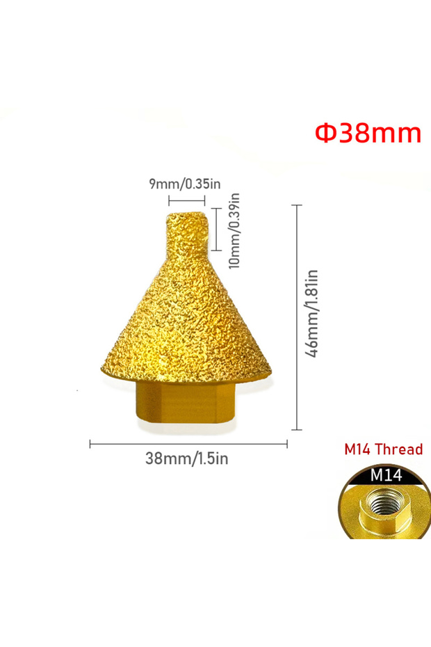مثقاب شطف ماسي بفتحة M10/M14، مقاس 38/50 مم، مخروطي الشكل، قابل للتوسيع، D38xM14