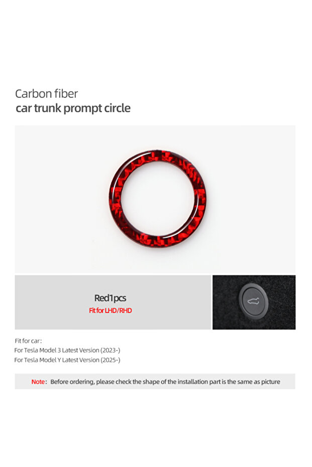 carbon red new For Tesla 2019- Model 3 Highland 2024 Model Y Juniper Carbon Fiber Rear Trunk Switch