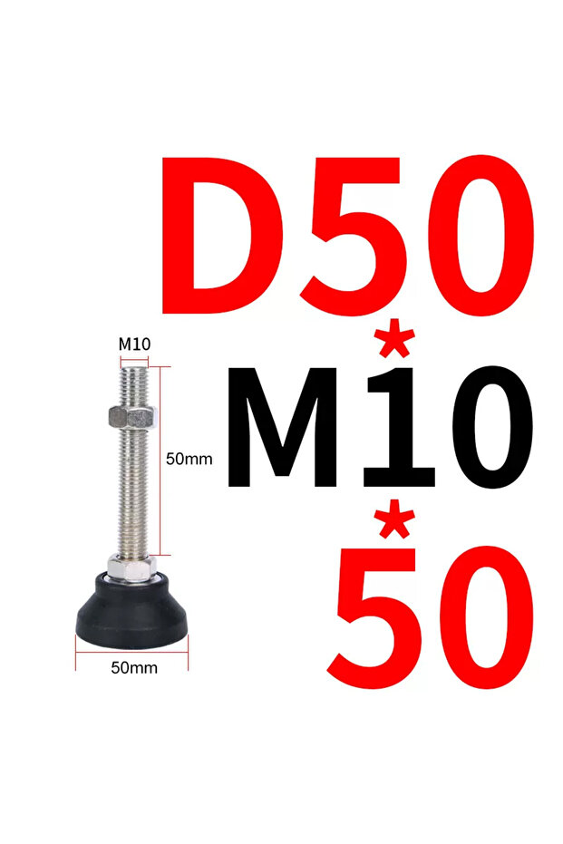 50xM10x50mm 4Pcs Adjustable Lathe Leg Thread Type Adjustable Levelling Feet Swivel Base Articulating