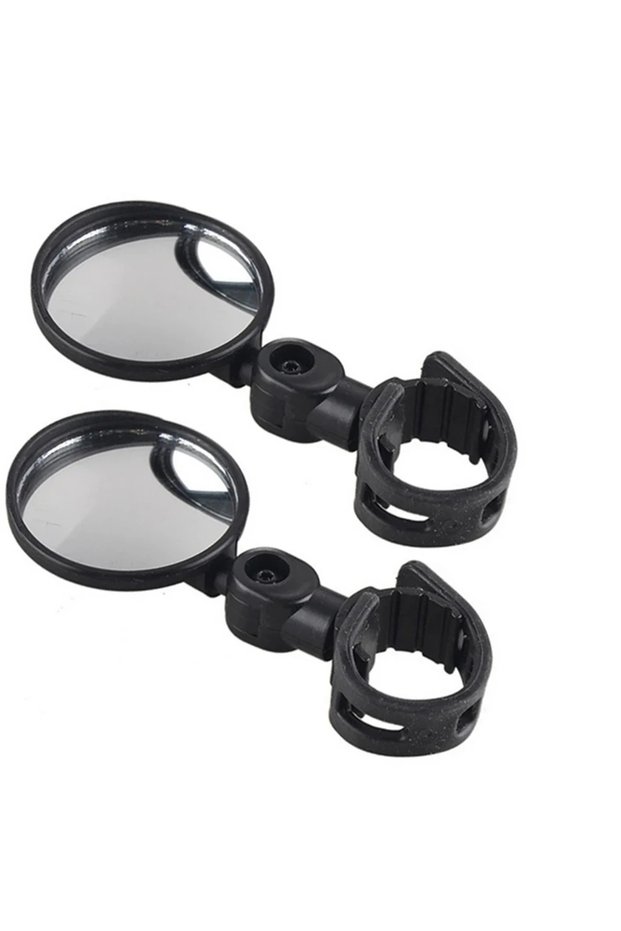 2pcs round S 2pcs Adjustable Rotate Bicycle Auxiliary Rearview Mirror Handlebar Mount Wide-Angle Con