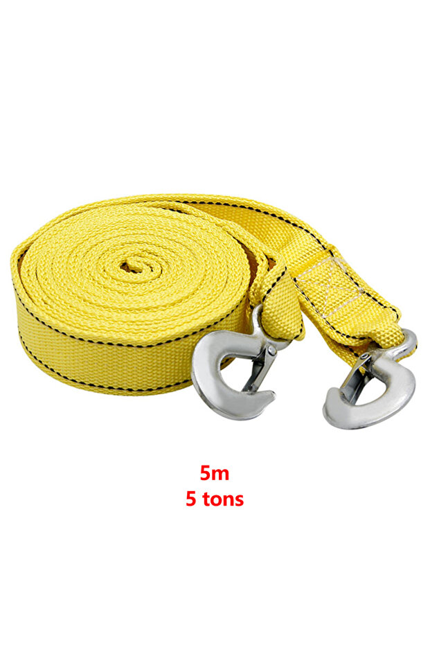 5M 5Ton Car Tow Cable Heavy Duty 5 Ton Trailer Rope Towing Pull Rope Strap Hooks Van Road Recovery C