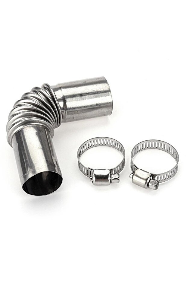 Silver 25mm Elbow Pipe Air Diesel Parking Heater Exhaust Pipe Connector w/Clamps For Webasto Diesel
