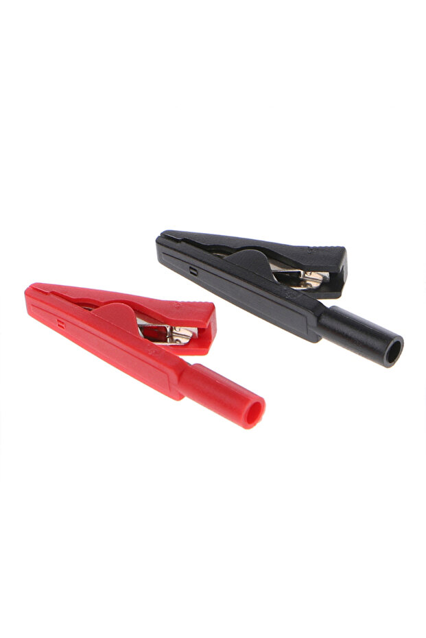 2Pcs Insulated Alligator Clip 2mm Battery Test Clip Banana Female Adapter Meter Test Multimeter P...