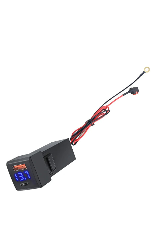 PD QC3.0 Voltmeter PD 48W USB C QC3.0 Port Car Charger 12/24V Voltmeter LED Waterproof Power Adapter