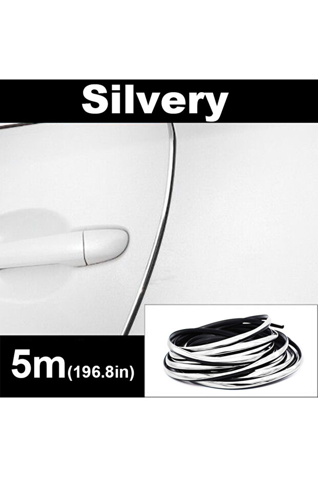Silvery 5m 2/5/10M Car Door Edge Scratch Protector DIY Trim Strips Guard Cover Strip Roll Chrome Sty