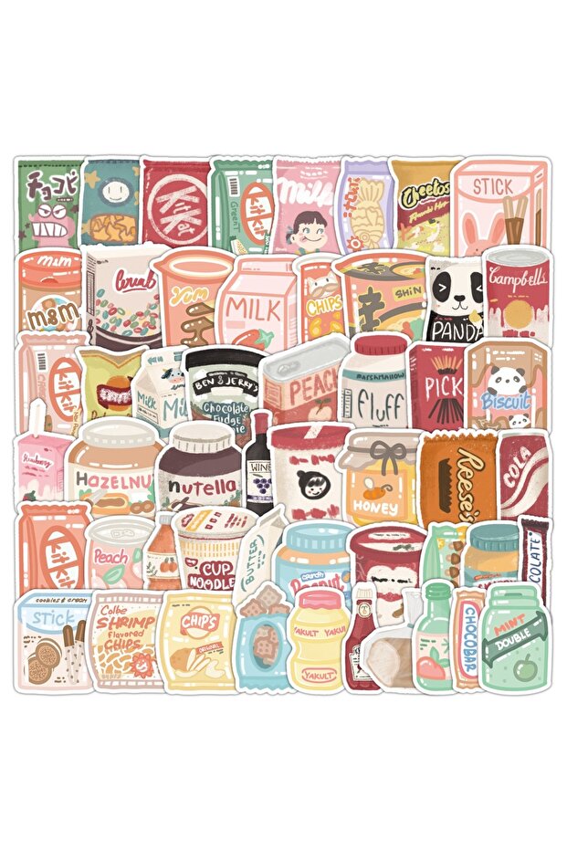 50PCS 50PCS Snacks Graffiti Decorative Waterproof Stickers For Helmet Hand Account Pencil Case Decal
