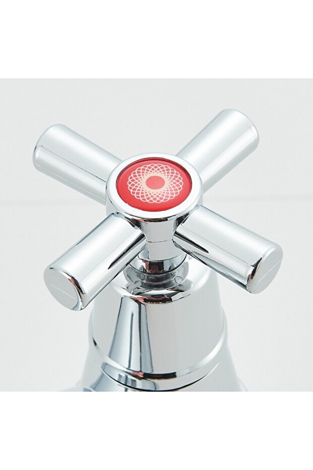 1PC Red lid Faucet Premium Chrome Bathroom Taps Universal Interface Traditional Hot Cold Water for B