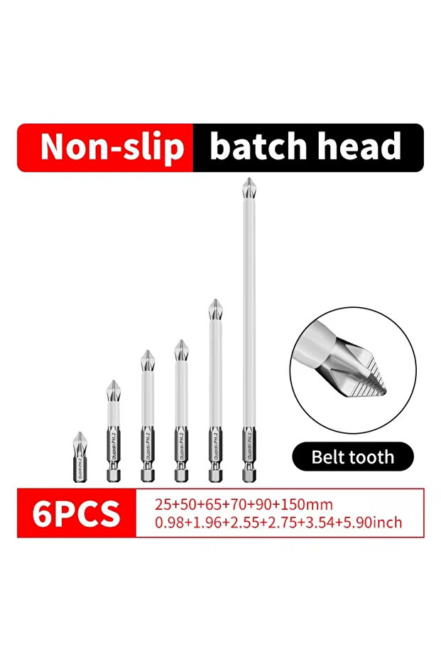 6 PCS Galacok 6/12PCS Magnetic Screwdriver Bit Set 1/4 Inch PH2 Anti-Slip Shockproof Drill Bit Heavy