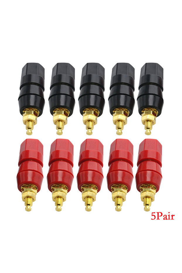 5Pair 5PCS Terminals Red Black Amplifier Terminal Binding Post Banana Speaker Plug Jack Adapter Sock