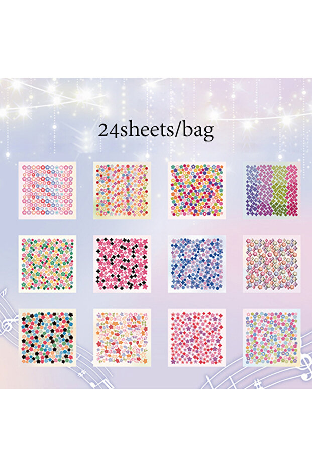 1 Sticker Book 24sheets/bag Pentagram Mini Die-Cut Stickers Scrapbooking Stationery DIY & Handbook .