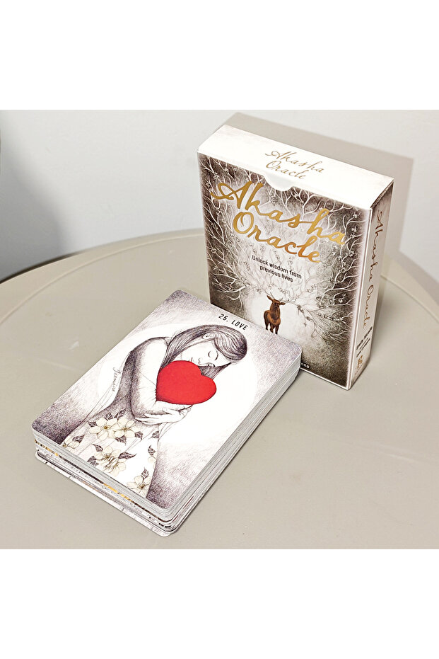 WHITE 10.5x7.5cm Akasha Oracle Deck 50 Cards To Unlock Past Life Wisdom Akashic Records Printed on 3