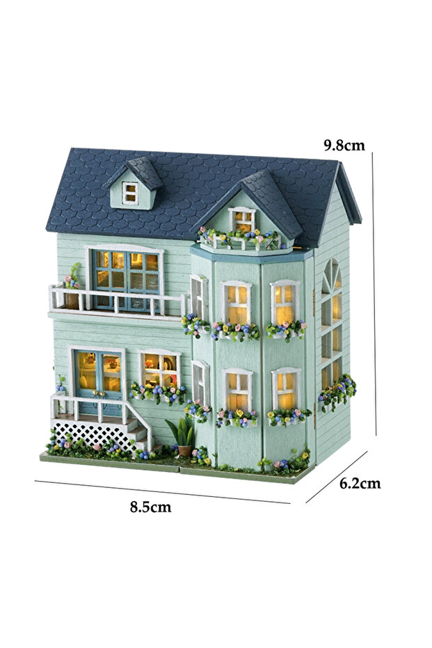 D-005 Wooden Dollhouse Assembly Model Pink Princess Villa Architecture Kit 3D Puzzle DIY Doll House