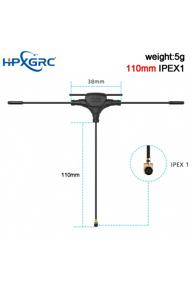 IPEX1-110mm HPXGRC 915M/2.4G Dual-Band T Antenna 70/110/210MM ELRS Dual-band Receivers DIY RC FPV Qu