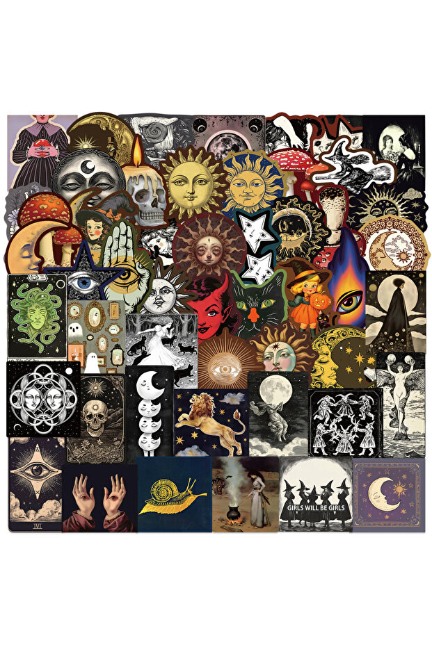 50pcs all 50Pcs Occult Celestial Creepy Stickers for Decorating Computers Mobile Phones Notebooks Wa