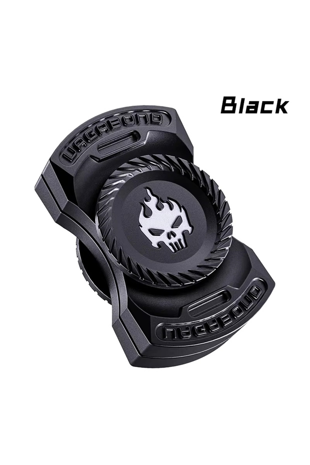 Black 3-in-1 Fidget Toy with Magnetic Spinner & Push Play Gadget - Stress Relief Toy & ADHD Focus To