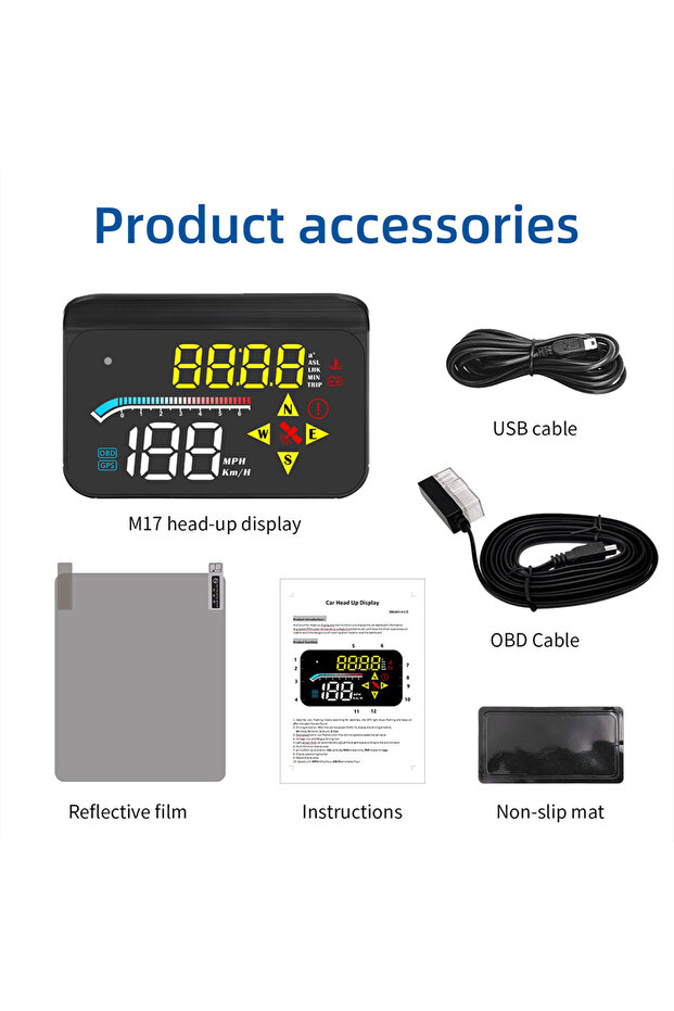 black M13 OBD GPS HUD Car Head Up Display Digital Clock Speedometer KMH RPM Meter Tester Alarm On Bo