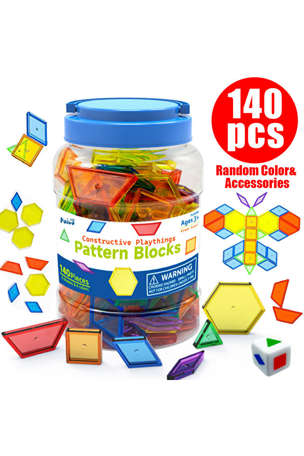 Pattern Blocks 140 Pcs Translucent Pattern Blocks, Educational Light Table Manipulatives and Accesso - 1