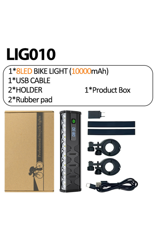 LIG010 4/8LEDS Bicycle Lights Front High Lumen Bike Light 10000mAh Power Bank Flashlight USB Chargin