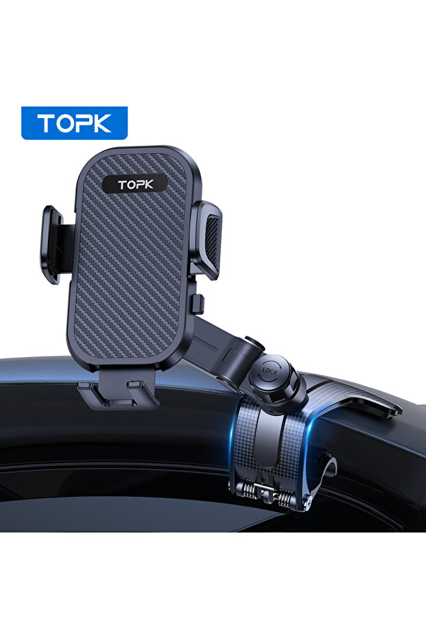 حامل هاتف TOPK للوحة القيادة في السيارة، حامل هاتف محمول للسيارة قابل للتعديل بزاوية 360 درجة مع