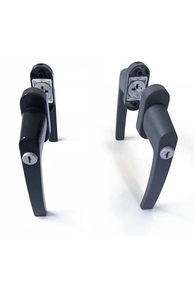 WHITE Two-end Lever Lock Solid Thickened Crank Handle with Keys Full solid thickened door handle wit - 3