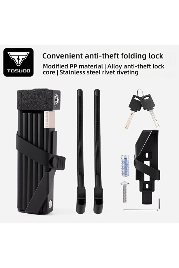black Bicycle Folding Chain Lock Bike Foldable Lock Anti-theft E-Bike Chain Cable Padlock Safety Por