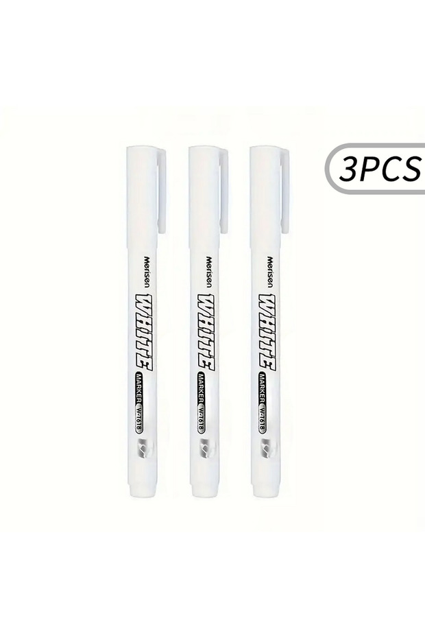 3pcs Waterproof White Marker Pen for Tire Painting, Fabric, Wood, and Leather - Permanent Alcohol Pa