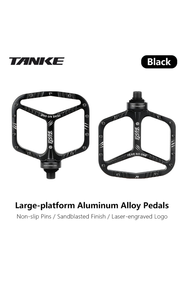 Black TANKE MTB Pedals-Lightweight Aluminum Alloy Bicycle Pedals(12 Non-Slip Pins/Side)with Grease&B