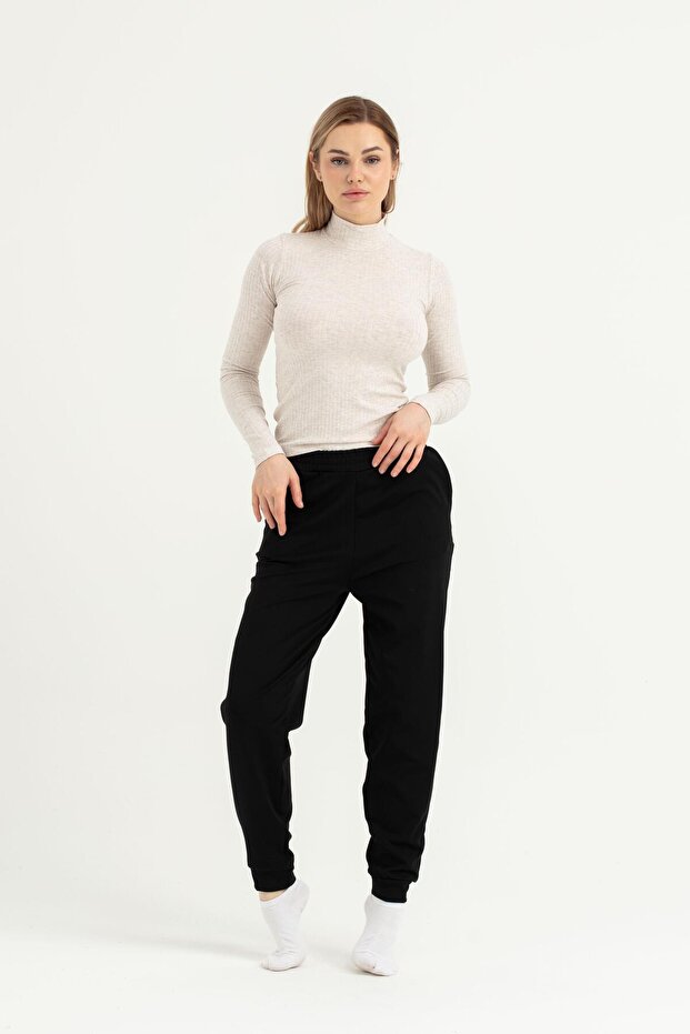 Women's Black Scuba Ribboned Band Leggings