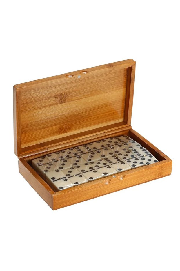 Set 1 Double Six Dominoes Set Entertainment Recreational Travel Game Toy Black Dots Dominoes