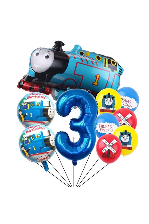 as show 3 10pcs / Set Thomas And His Friends Birthday Balloon Set Aluminum Foil Number Balloon Birth
