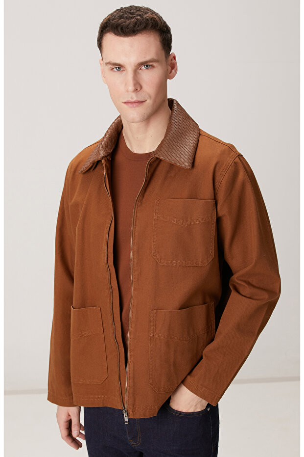 Camel Süet Detaylı Denim Ceket - 2