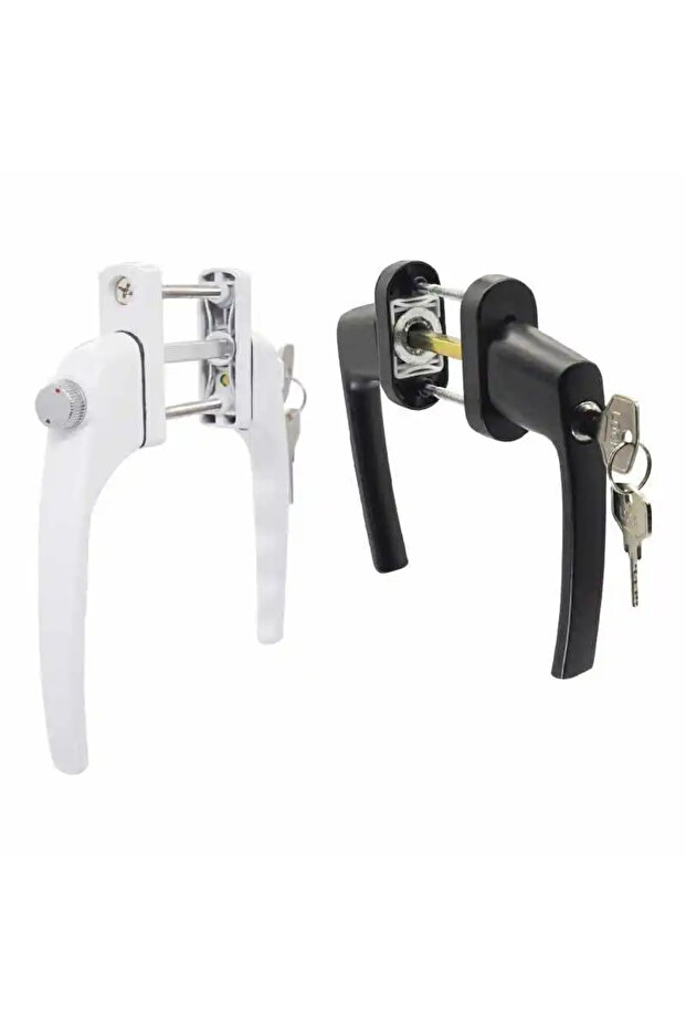 WHITE Two-end Lever Lock Solid Thickened Crank Handle with Keys Full solid thickened door handle wit - 7