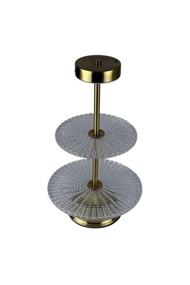 Illuminated Crystal Serving Stand with Two Layers - 2