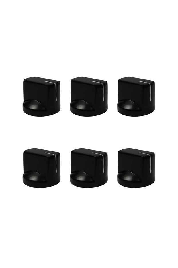 6pcs Black FLEOR 6PCS Plastic Flat Head Guitar Amp Amplifier Knobs Effect Pedal Control Knobs
