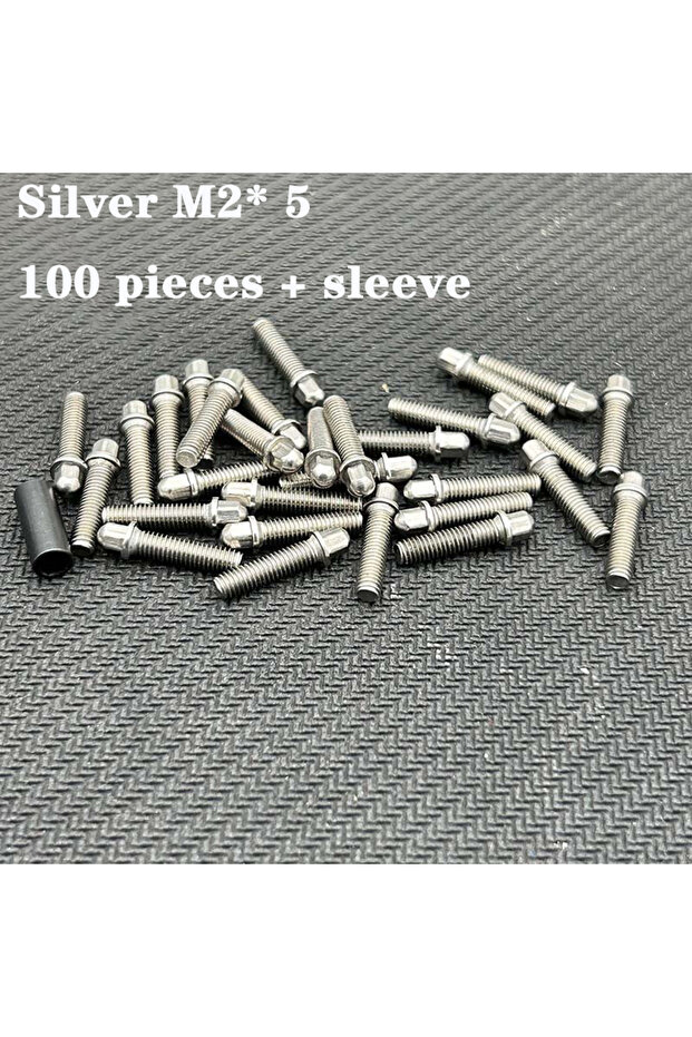 100pcs Silver 100PCS M2 Steel Scale Beadlock Ring Screws 1.9 Wheel Rims With Wrench Tool For 1/10 RC