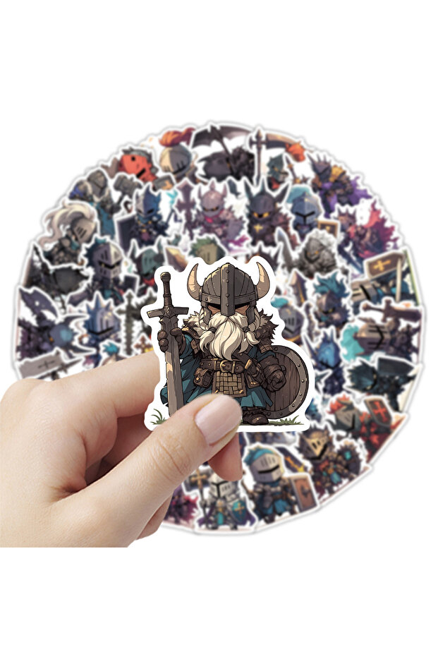 54pcs 54Pcs Knight Stickers Monster Cartoon Anime Personalized Graffiti Decoration Phone Case, Stati