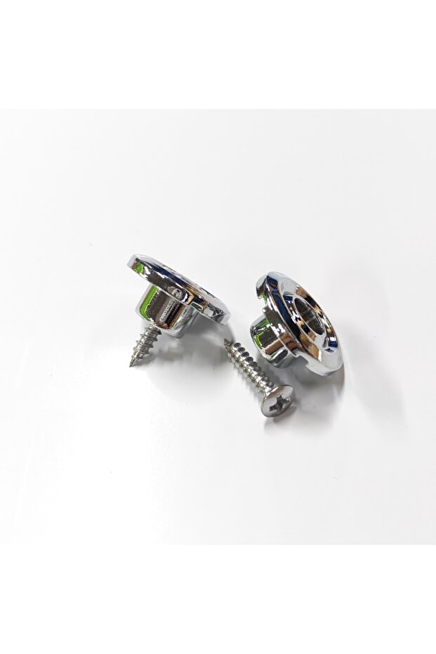 مثبتات أوتار جيتار باس كروم FLEOR قطعتين، دليل أوتار دائري الشكل، أسود/كروم - 1