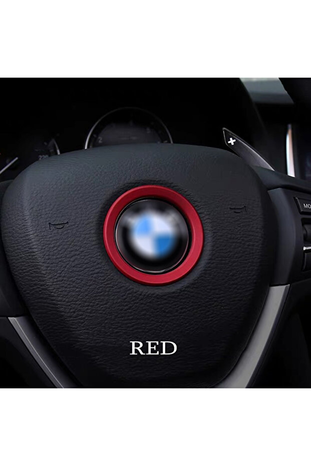 حلقة تزيين حمراء لعجلة القيادة، ملصق دائري لسيارات BMW الفئة 1 و2 و3 و5، M3 وM5 وE36 وE46 وE