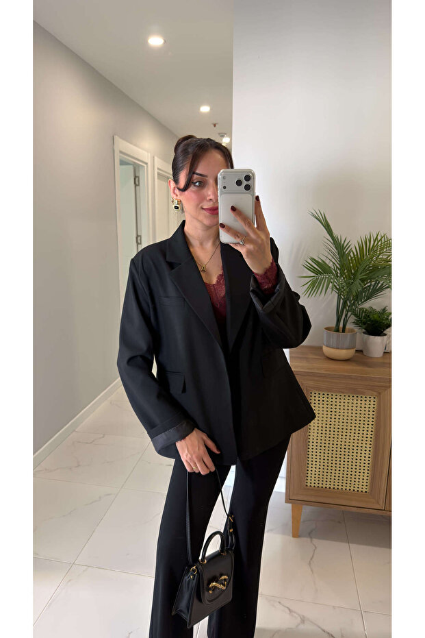 سترة فارا السوداء ذات الحزام - 2