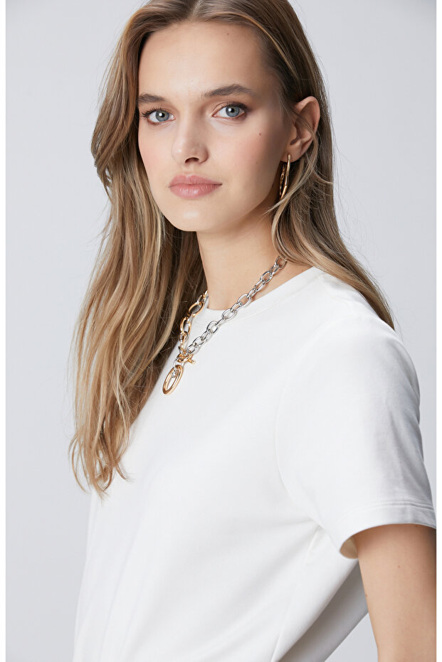 Beyaz Basic T-shirt - 2