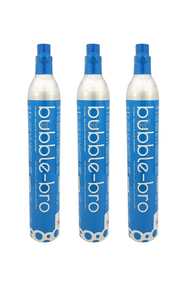 bubblebro 60L CO2 Cylinder - 3 Pack 410g Food-Grade CO2 - Compatible with Drinkmate & Standard EU/US
