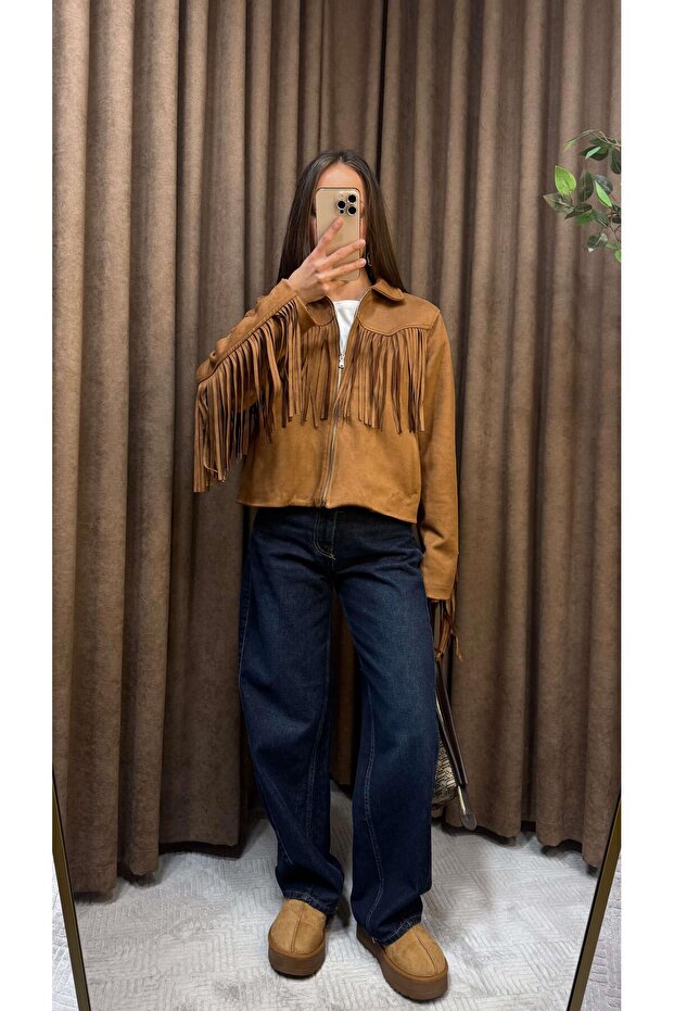 TABA PÜSKÜLLÜ SÜET CEKET - 1