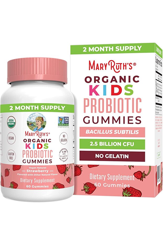 MaryRuth Organics Kids Probiotic USDA Gummies | 2 Month Supply | 2.5 Billion CFU Per Serving | Kids