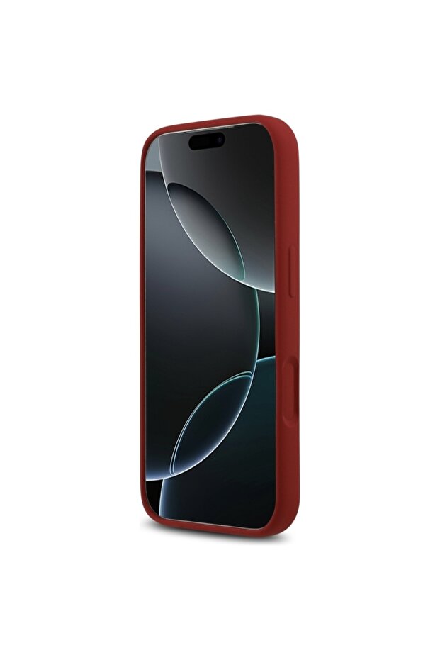 Case for iPhone 17 Pro, Silicone Script Metal Logo, Red - 4