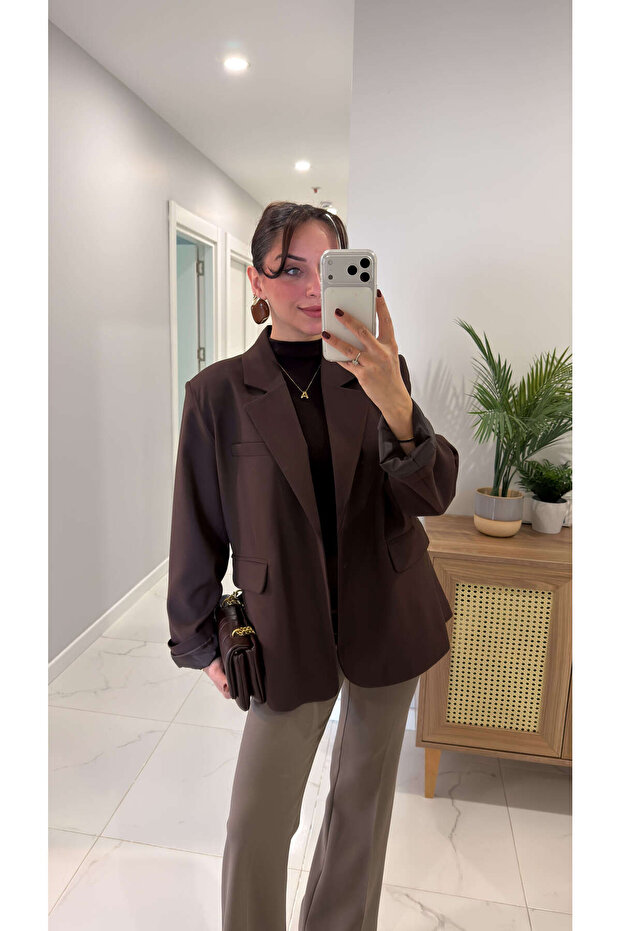 Farrah Brown Belted Blazer Jacket - 2