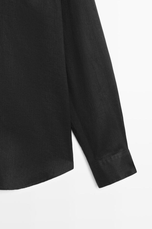 %100 keten regular fit gömlek - 7