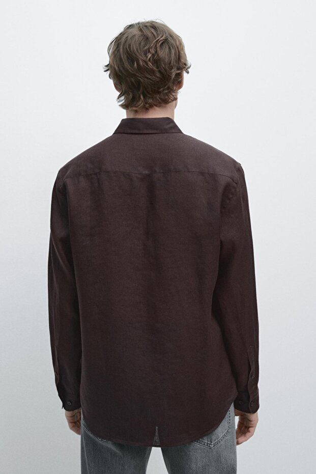 %100 keten regular fit gömlek - 3